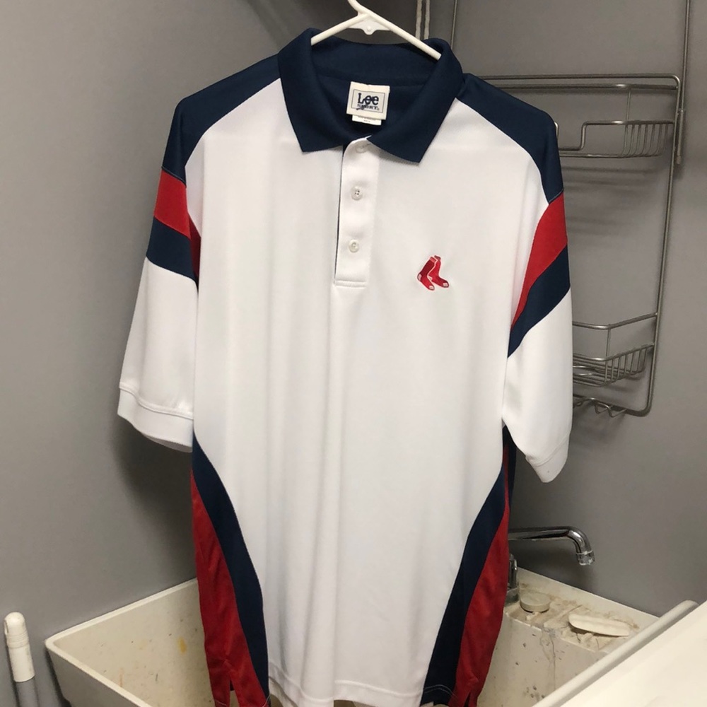 Boston Red Sox MLB Lee Sport White Polo Shirt Men’s size Medium
